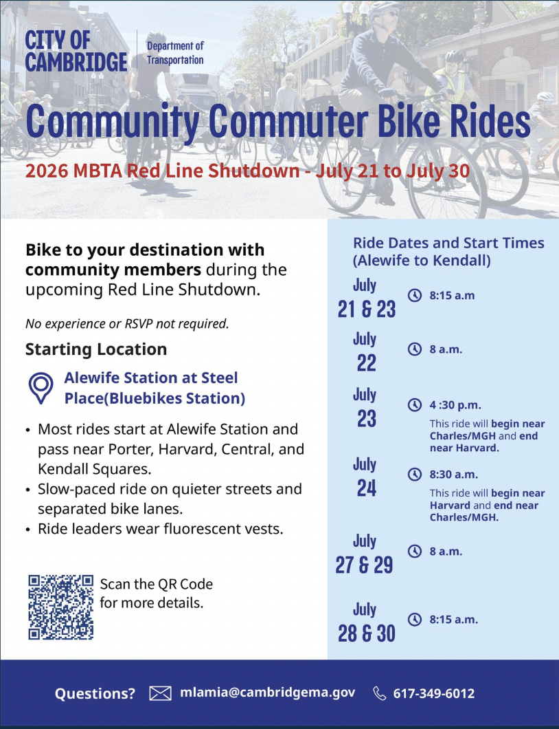 Community Commuter Bike Rides – 2026 MBTA Red Line Shutdown