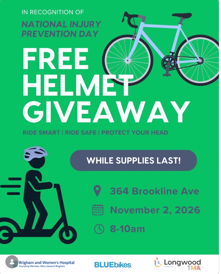 Free Helmet Giveaway in the Longwood Medical Area